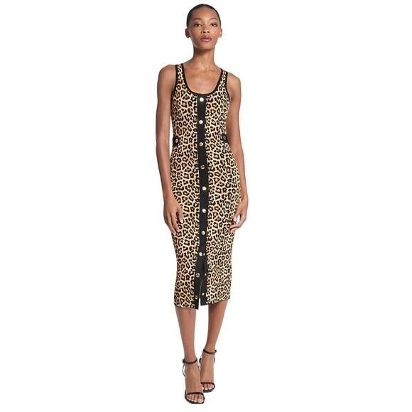MICHAEL Michael Kors Dresses & Skirts - $295 Michael by Michael Kors Leopard Print Stretch Viscose Midi Tank Dress L NWT